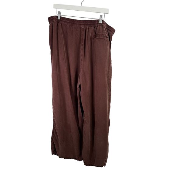 Aerie Brown 100% Lyocell Wide Leg Pants Boho Y2K High Rise Baggy Womens XL - Picture 3 of 7